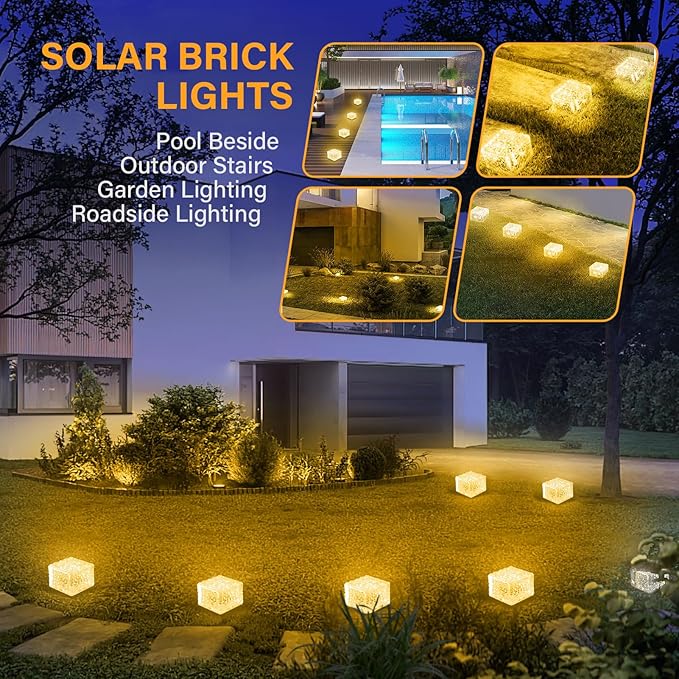 Solar Brick Lights - Outdoor Waterproof Patio & Garden Decor (3 Packs) for Patio, Yard, Walkway, Pathway-Ruum Studio Home