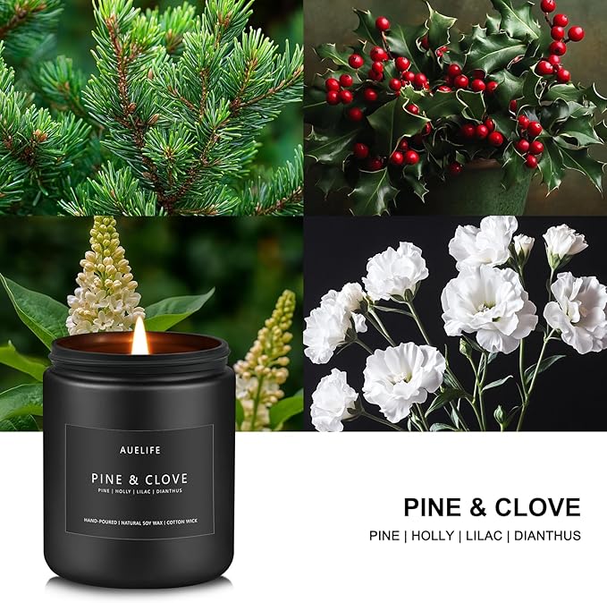 Pine & Clove Candle | Candles for Men - Masculine Candle, Soy Candles for Home Scented, Manly Scented for Home - Gifts for Men -7oz Black Jar-Ruum Studio Home