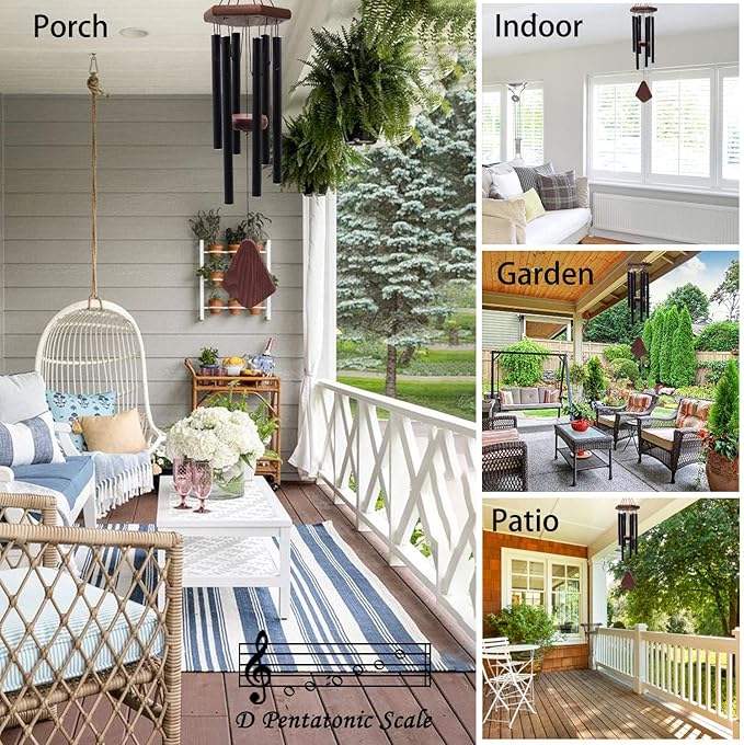 Small Wind Chimes for Outside, Wind Chimes Outdoor Tuned Soothing Melody, Wind Chime for Mom/Housewarming, Black WindChimes Outdoors Decoration.-Ruum Studio Home