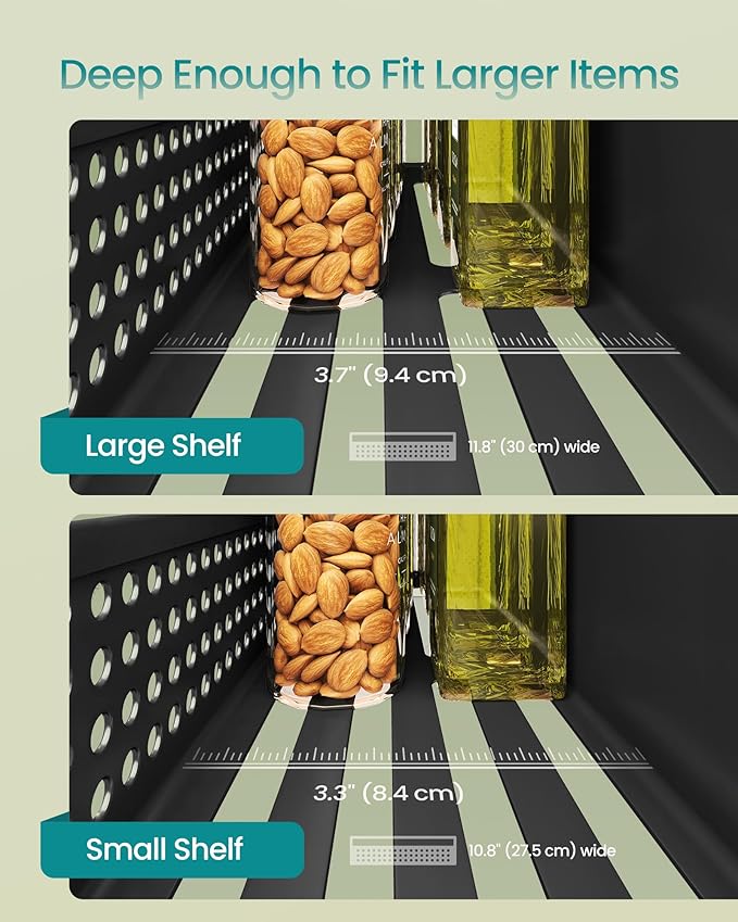 SONGMICS Magnetic Spice Rack for Refrigerator, Set of 4, 2 Large and 2 Small Kichen Magnetic Shelves for Microwave, Washing Machine, Spice Organizers, No Drilling Needed, Ink Black UKCS061B01-Ruum Studio Home