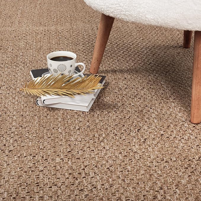 CAMILSON Easy Jute Rug 4x6, Indoor Outdoor Natural Color Farmhouse Area Rugs for Living Room Patio and Kitchen Rug, Solid Boho Woven Design, Easy-Cleaning, Washable Outside Carpet Alfombras (4 x 6)-Ruum Studio Home