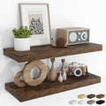 RICHFOCUS 31.5Inch Floating Shelves for Wall 2 Pack Shelves for Bedroom|Kitchen|Bathroom Wall Mounted Rustic Wood Floating Shelf with Invisible Brackets for Books|Storage|Decor, Rustic Brown-Ruum Studio Home