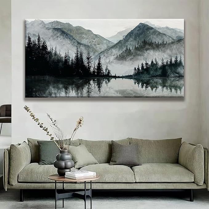Modern Wall Art Natural Home Wall Decorations Canvas Art Wall Decor Prints Mountain Lake View Landscape Large Wall Art For Living Room Bedroom Kitchen Office Artwork Decor 29"×58"-Ruum Studio Home