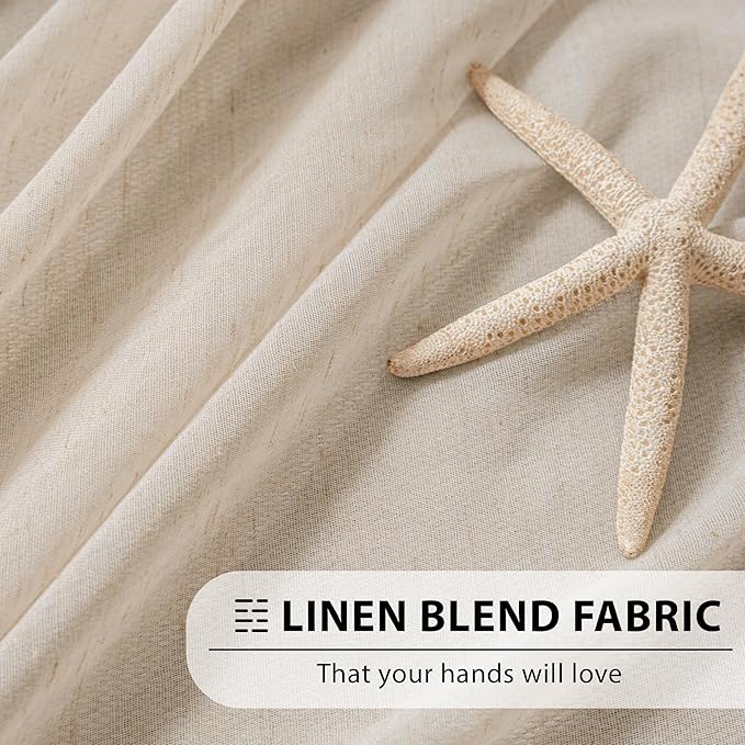 FMFUNCTEX Linen Sheer Curtains for Bedroom, Taupe Curtains 84 inches Long for Living Room, Brown Farmhouse French Flax Blend Window Draperies, Rod Pocket 2 Panels Set-Ruum Studio Home