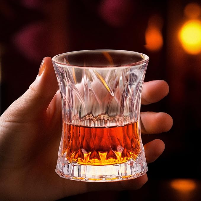 KAMMAK Whiskey Glass 7.75oz Set of 2, Old Fashioned Glass for Scotch, Cocktails, Rum, Shot Glasses Vodka in Bar And Party Gifts for Men, Whisky Lovers, Wedding, Anniversary, Birthday-Ruum Studio Home