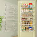 Over The Door Pantry Organizer, Wall Mount Spice Rack, Pantry Hanging Storage and Organization, 6 Adjustable Baskets Heavy-Duty Metal for Home & Kitchen, Back of Door Seasoning Rack - White-Ruum Studio Home