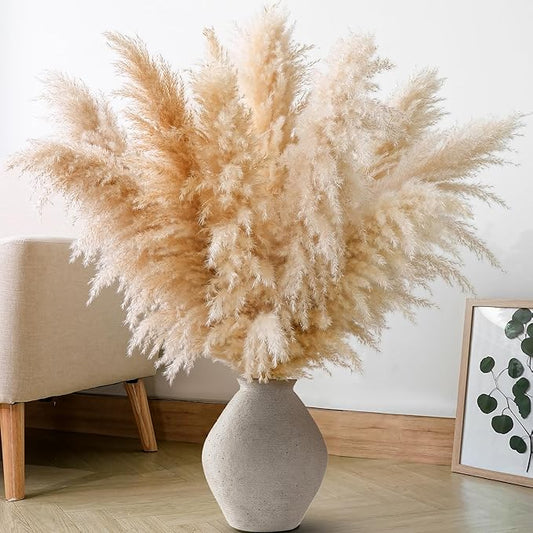 10 PCS 40" Tall Pampas Grass Stems in Natural Beige, Add a Boho Touch to Your Space—Pompas Grass Ideal for Floral Arrangements, Floor Vases, Weddings, and Creating a Bohemian Ambiance at Home.-Ruum Studio Home