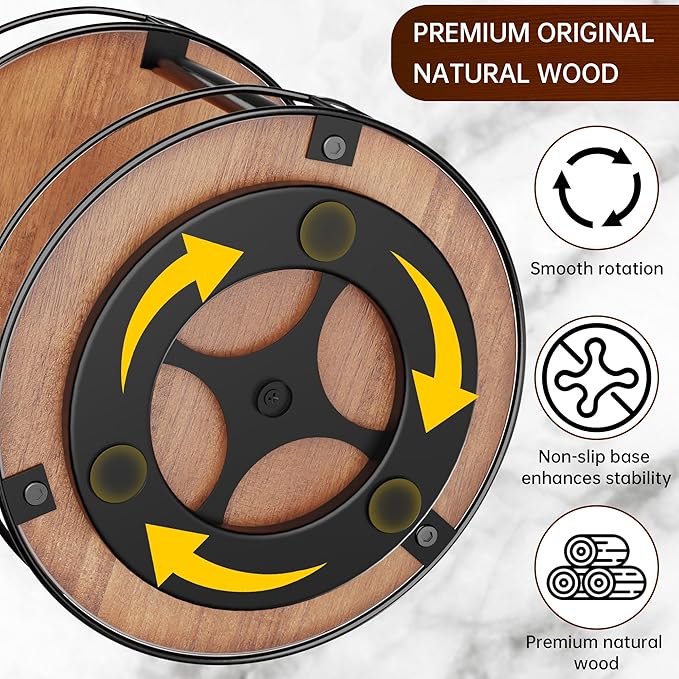 Lazy Susan Organizer 2 Tier - Turntable Spice Rack for Table Top, Wooden Rotating Lazy Susan for Cabinet Pantry Kitchen Countertop Dining Table Cupboard Bathroom Vanity Storage-Ruum Studio Home