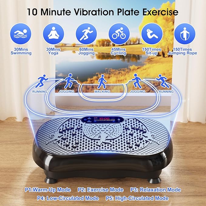 Vibration Plate Exercise Machine, 180 Speed Levels Vibration Plate for Lymphatic Drainage, Whole Body Workout Vibrating Fitness Platform, Effective for Weight Loss, Shaping, Toning & Wellness-Ruum Studio Home