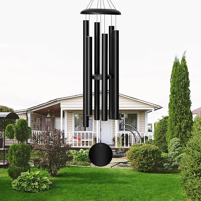 45'' Wind Chimes Outdoor,Memorial Wind Chime, Large Wind Chimes for Outside Deep Tone, Sympathy Gifts. Black-Ruum Studio Home