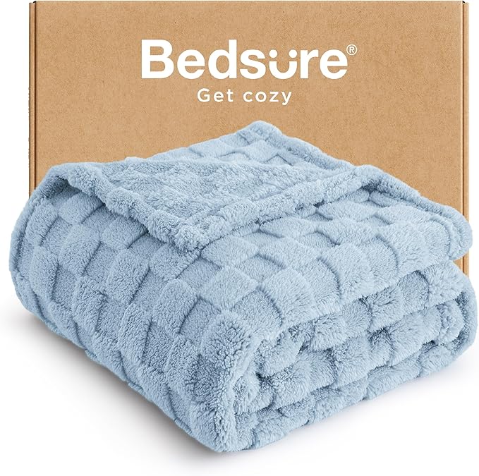 Bedsure GentleSoft Light Blue Throw Blanket for Couch - Super Soft Cozy Blankets Gifts for Women Men Girls, Cute Small Fleece Throws for Bedroom Home Decor, 50x70 Inches-Ruum Studio Home