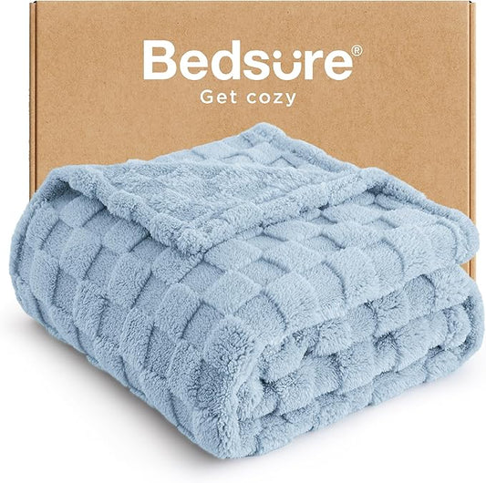 Bedsure GentleSoft Light Blue Throw Blanket for Couch - Super Soft Cozy Blankets Gifts for Women Men Girls, Cute Small Fleece Throws for Bedroom Home Decor, 50x70 Inches-Ruum Studio Home