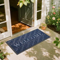 Yimobra Welcome Mat Outdoor Indoor, All-Season Waterproof Front Door Mat Outside Entrance, All-Weather Heavy Duty Non-Slip Doormat, Low Profile Porch Patio Entrance Mats, 47x24, Blue-Ruum Studio Home