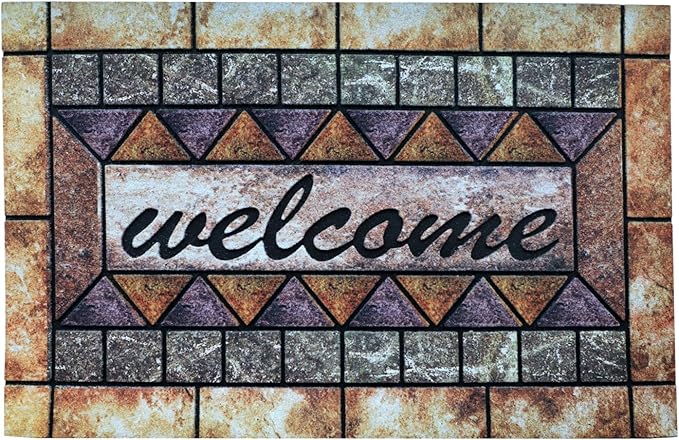 Door Mat Welcome Mat, Heavy Duty Door Mat 17.7 x 29.5 Inch Front Door Mat Rug Doormat for Outdoor Entrance Home Non-Slip Rubber Rug for Front Door, Outside, Entryway, Patio (Brown Welcome)-Ruum Studio Home