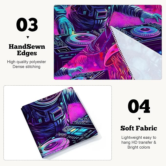 BVBOX Astronaut Space Blacklight Tapestry 79"x59", UV Reactive DJ Astronaut Jellyfish Universe Galaxy Planet Glow in Dark Music Tapestries, Black Light Neon Upright Poster Wall Hanging Backdrop Decor for Bedroom Living Room-Ruum Studio Home