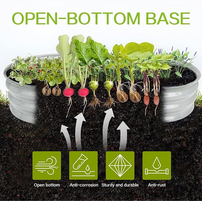Gardmax 2 Pack Galvanized Raised Garden Bed, Lightweight Planter Boxes Outdoor with Easy Assembly, Large Garden Bed for Vegetables, Fruits, Flower Silver-Ruum Studio Home