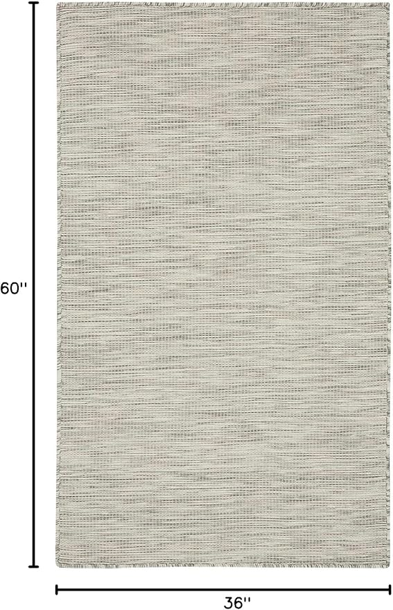 Nourison Positano Indoor/Outdoor Light Grey 3' x 5' Area Rug, Easy Cleaning, Non Shedding, Bed Room, Living Room, Dining Room, Backyard, Deck, Patio (3x5)-Ruum Studio Home