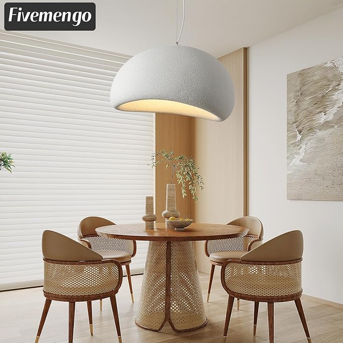 23.6in Large Wabi Sabi Pendant Lights Kitchen Island Lighting Fixture Ceiling Mount White Modern Japanese Lamp Japandi Chandelier for Dining Living Room Bedroom Restaurant Hanging Lamp-Ruum Studio Home
