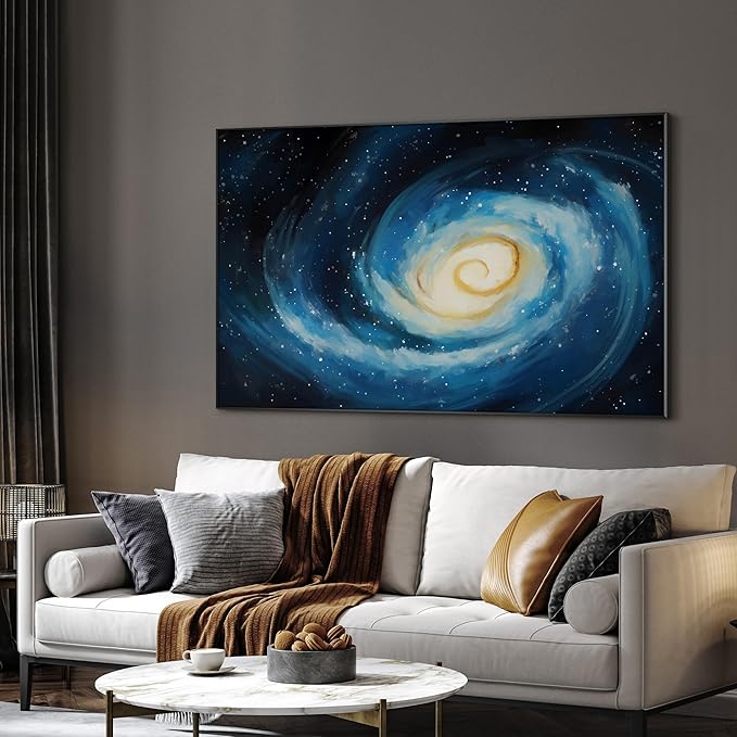 SIGNWIN 36"x60" Extra Large Framed Wall Art Spiral Galaxy Vivid Blue and Yellow Cosmic Space Illustration for Home Living Room Bedroom Decor (Frame Assembly Required)-Ruum Studio Home