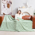 Cozy Bliss Checkered Large Faux Rabbit Fur Sage Green Twin Bed Blanket, Soft Fuzzy Fluffy Minky Furry Blankets for Couch, Bed, Adults (60 * 80 Inches Light Green)-Ruum Studio Home