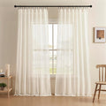 Joydeco Sheer Curtains 84 Inches Long, White Curtains for Living Room 2 Panels Set, Linen Curtains Window Privacy Assured with Light Filtering(W52 x L84 Inch,Linen)-Ruum Studio Home