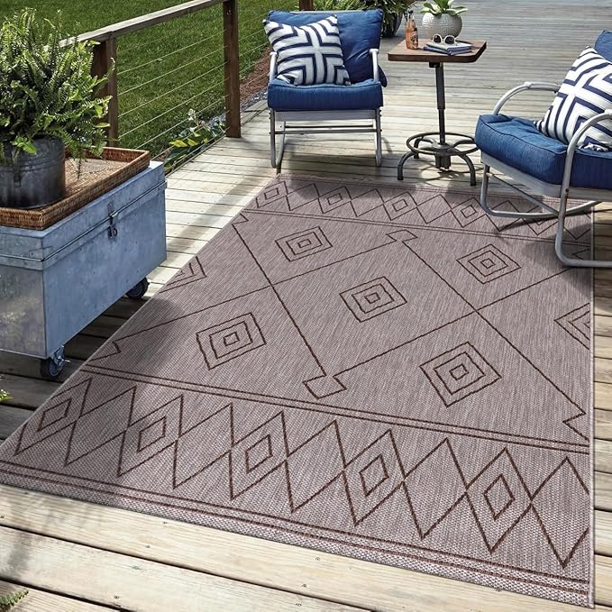 Keen Home Design Terrace Outdoor Area Rug - 5x8 Washable Indoor/Outdoor Rug for Patio, Kitchen, Balcony, Beach, Garden, Deck and Porch, Size: 5'3"x7'7"-Ruum Studio Home