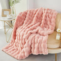 RYNGHIPY Faux Fur Bed Blankets Fluffy Warm Throw Blanket for Sofa Couch Soft Plush Decorative Blanket Thick and Heavy Cute Bubble Furry Blanket (Blush, 51''x63'')-Ruum Studio Home