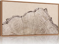SIGNINART Large Tree Ring Framed Canvas Wall Art, Rustic Beige Wooden Wall Decor, Neutral Nature Wood Stump Artwork, Modern Art Prints for Bedroom Living Room Office 20"x40"-Ruum Studio Home