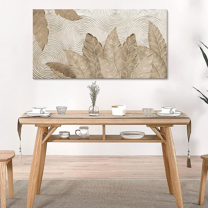 Minimalist & Modern Art for Bedroom Decor Framed Abstract Artwork for Walls Neutral & Contemporary Beige Wall art - Artwork for Living Room and Boho Style Large Abstract Wall Art 24×48IN-Ruum Studio Home