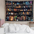 HVEST Magic Bookshelf Tapestry Vintage Bookshelf Witchy Books Plant Skull Gothic Halloween Tapestry Wall Hanging Starry Sky Wall Decor for Bedroom Living Room Dorm, 40L x 60W Inches-Ruum Studio Home