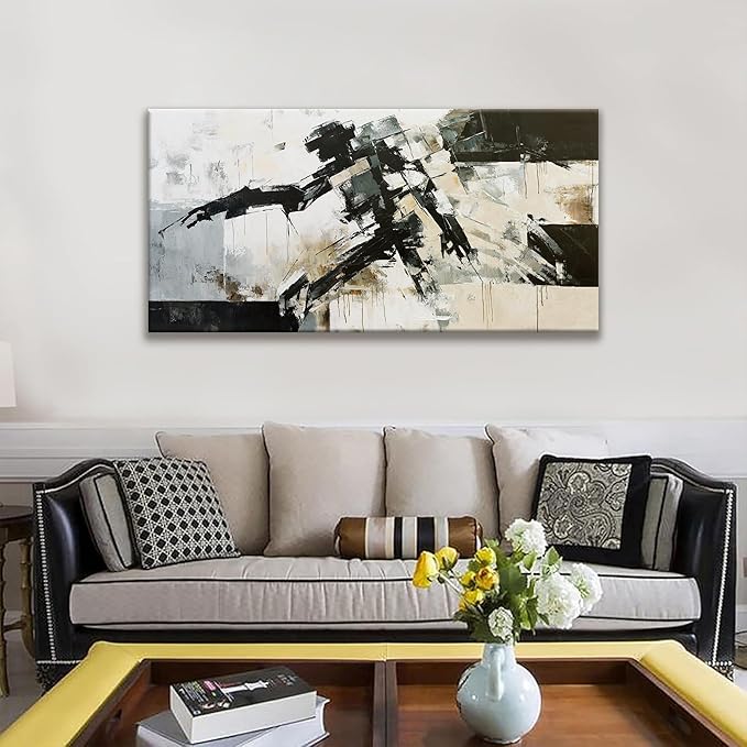 TAIJXAGSG Modern Wall Art Minimalist Abstract Wall Art Prints Painting Cool Robot Black White Canvas Art Wall Decor Picture For Bedroom Office Living Room Home Wall Decor 24"X48"-Ruum Studio Home