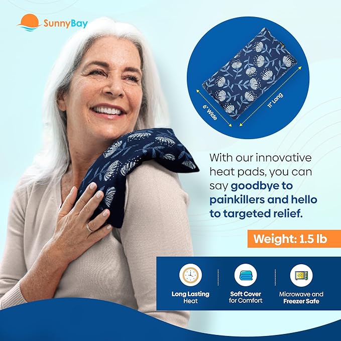 SunnyBay Small Microwave Heating Pad, Microwavable Versatile Cold/Heated Neck and Shoulder Wrap for Back Pain and More, Moist Heat Cotton-Fleece Pad with Flax Seed Filling, 6x11 in, Whispy Flower-Ruum Studio Home