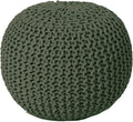 REDEARTH Round Hand Knitted Pouf - Foot Stool Bean Bag Ottoman - Cord Boho Pouffe - Poof Accent Beanbag Footrest for Living Room - Bedroom - Patio - Lounge (19.5"x19.5"x14") - Olive-Ruum Studio Home