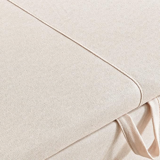 Furniliving Storage Ottoman Bench for Bedroom, Upholstered End of Bed Bench with Solid Wood Legs Modern Shoe Storage Bench Indoor Bench for Living Room Entryway Bench Furniture,Beige, Linen-Ruum Studio Home