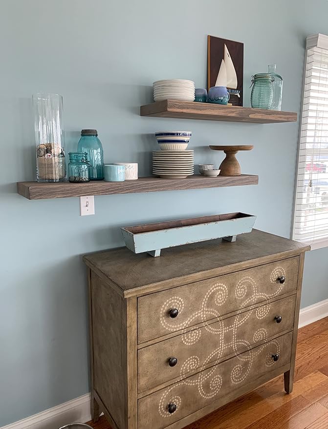 joelsantiques 36 Inch Wooden Floating Shelves for Wall - 36x6x2 in - Made of Natural Wood - Long Heavy Duty Rustic Wall Shelves for Bedroom - Perfect for Living Room, Kitchen - Grey - Gray-Ruum Studio Home
