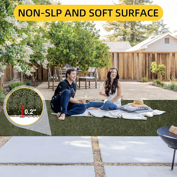 Marine Carpet,5 FT x 15 FT Olive Green Indoor Outdoor Carpet 0.2" Thick with Water-Proof TPE Backing, Non-Slide for Home, Patio, Porch, Deck-Ruum Studio Home