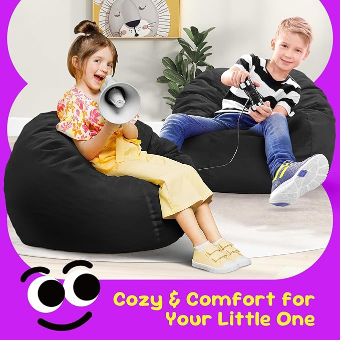 Hobestluk Bean Bag Chairs 2.5FT Bean Bag Chair with Memory Foam Filled & Machine Washable Cover,Beanbag Chair, Small Bean Bag Chairs for Playroom, Living Room, Bedroom-Ruum Studio Home