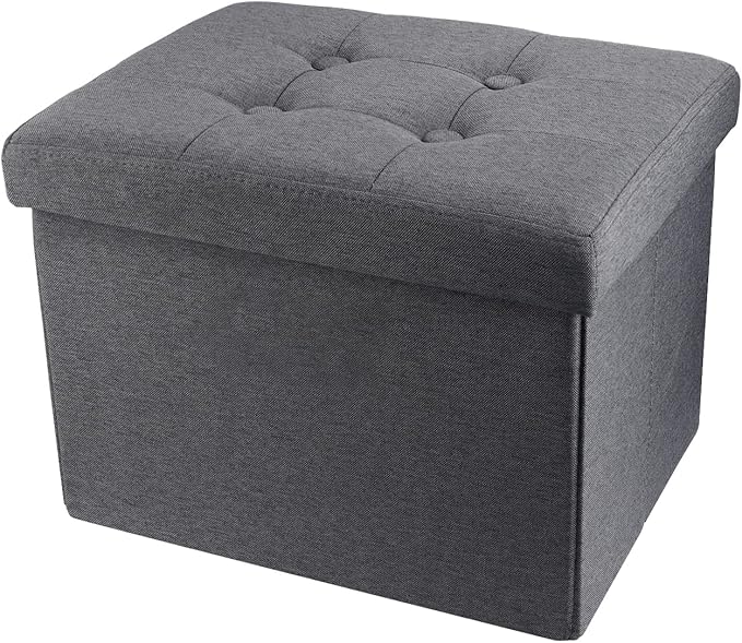 ALASDO Storage Ottoman Footrest Stool Small Ottoman with Storage Foldable Ottomans Foot Rest Footstool Bench for Living Room 17x13x13inches Grey-Ruum Studio Home