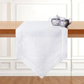 D'Moksha Homes White Linen Table Runner 60 Inches Long - 100% Pure Linen Diamond Table Runner 14 x 60 Inch for Dining, Fall and Halloween - Machine Washable-Ruum Studio Home