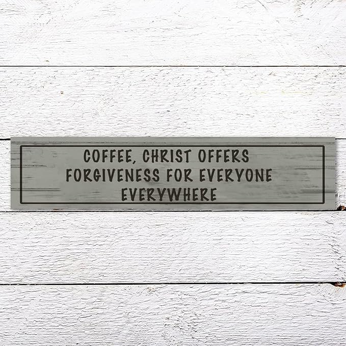 Generic Wood Sign Coffee Offers Forgiveness for Everyone Everywhere Rustic Wooden Hanging Sign Home Farmhouse Kitchen Wall Decor 16 x 4 Inch-Ruum Studio Home