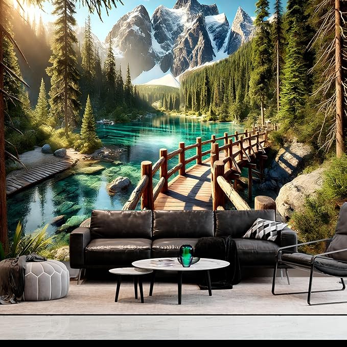 BSFHH Nature Tapestry Forest Tree Sea Cave Wall Hanging, Stream Through Rainforest Landscape Wall Art Tapestry for Bedroom Living room (Snow Scene, 110" × 87", Unframed)-Ruum Studio Home
