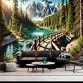 BSFHH Nature Tapestry Forest Tree Sea Cave Wall Hanging, Stream Through Rainforest Landscape Wall Art Tapestry for Bedroom Living room (Snow Scene, 110" × 87", Unframed)-Ruum Studio Home