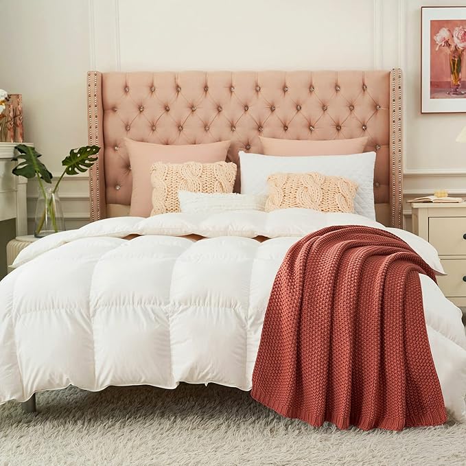 Longhui bedding Chunky Cable Knit Throw Blanket Lightweight Rust 100% Organic Cotton Blanket for Sofa Couch Bed Baby Nursery, Rustic Shabby Chic Modern Farmhouse, 51” x 63” Give Laundering Bag-Ruum Studio Home