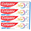 Colgate Total Active Prevention Whitening Gel Toothpaste with Fluoride, Bulk with Clinically Proven Formula That Fights Plaque Bacteria, Mint, 4 Pack, 5.1 oz-Ruum Studio Home