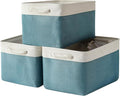 TheWarmHome Organization and Storage basket for Organizing - 3 Pack 16x12x12 inch Cube Storage Bin for Shelves, Fabric Storage Cubes for Organizer Cloth Closet Toy Box (White & Green)-Ruum Studio Home