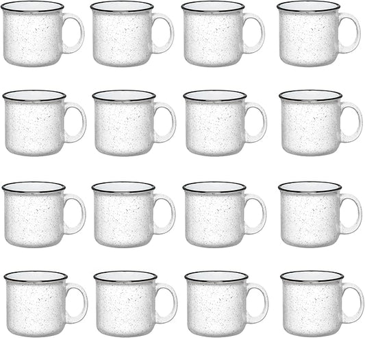 Set of 16 Ceramic Campfire Mugs – 15 Oz, White – Coffee & Tea Cups for Home, Work, Travel, Camping – Customizable, Great for DIY, Events, Companies-Ruum Studio Home