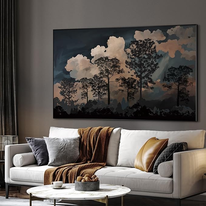 SIGNWIN 46"x72" Extra Large Framed Wall Art Silhouetted Trees at Dusk, Dramatic Forest and Cloudscape for Home Living Room Bedroom Decor (Frame Assembly Required)-Ruum Studio Home
