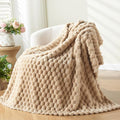 NEWCOSPLAY Super Soft Twin Blanket Brown Premium Silky Flannel Fleece 3D Clouds Stylish Jacquard Lightweight Bed Blanket All Season Use 350GSM (Brown, Twin(60"x80"))-Ruum Studio Home