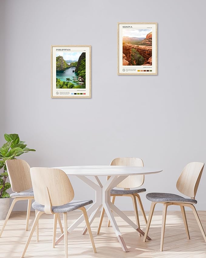HesenDot Natural OAK Wood Framed Arizona Wall Art,12x16in Sedona's Red Rock Formations Quality Canvas Wall Print,Classic Urban Landmark Wall Decor for Living Room,Bedroom,Office Gallery Set of 1-Ruum Studio Home