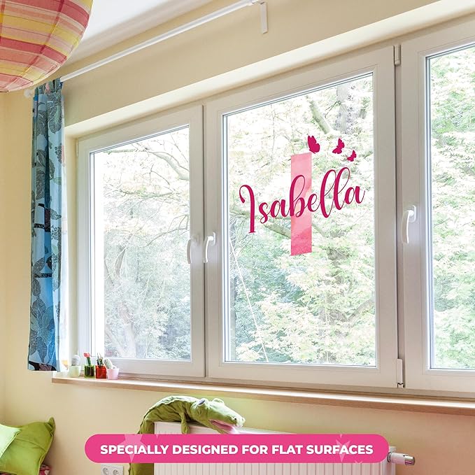 Custom Stickers Name Wall Decor I Personalized Name Sign for Room Decor | Multiple Custom Name & Initial I Decal for Baby Girl Nursery Decor I Nursery Wall Decal for Baby (C. Pink Sky)-Ruum Studio Home